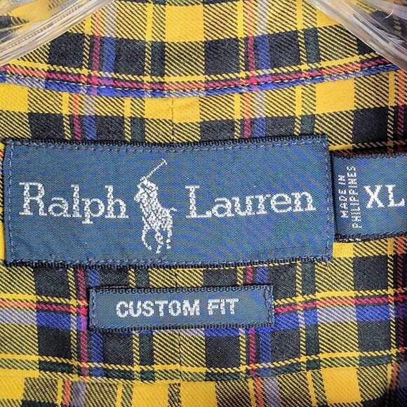 Polo Ralph Lauren Shirt Oxford Men's Size XL LS Button Down Yellow Plaid - Picture 7 of 9